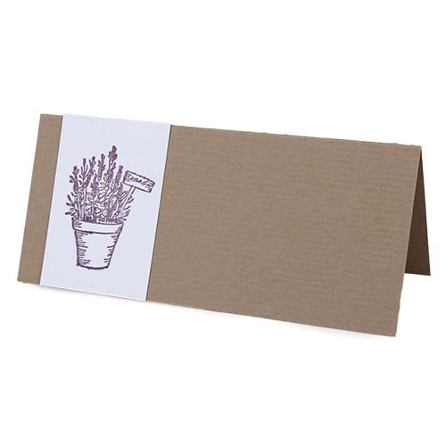 Tischkarte Lavendel in Taupe.
