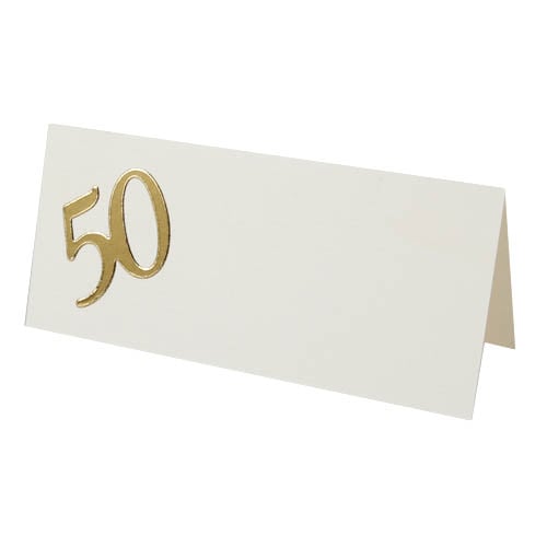 Tischkarte Goldene Hochzeit, -50- in Creme/Gold.
