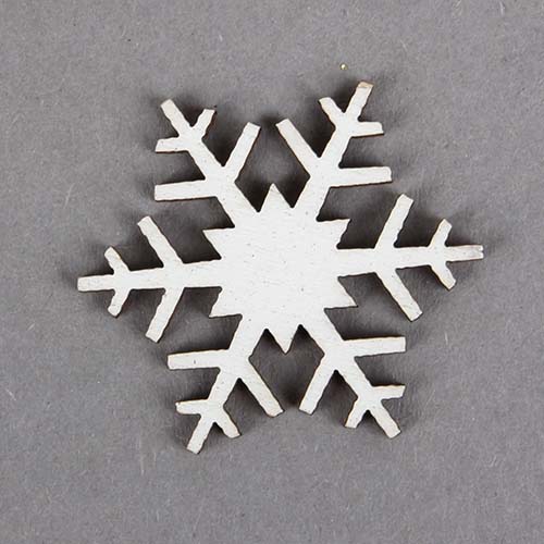 Holz Streuteile Winter Eiskristalle, Schneeflocken in Weiß, 30 mm
