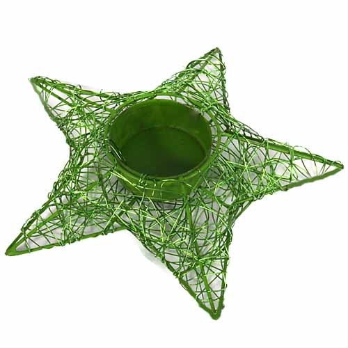 Draht Stern Teelichthalter in Grün