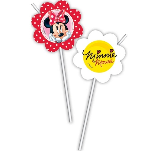 6er Pack Trinkhalme Minnie & Gänseblümchen