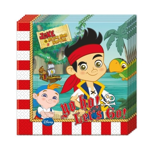 16er Pack Servietten Jake und die Nimmerland Piraten, zweiseitig, 33 x 33 cm.