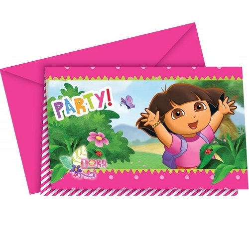 6er Pack Einladungskarten Dora