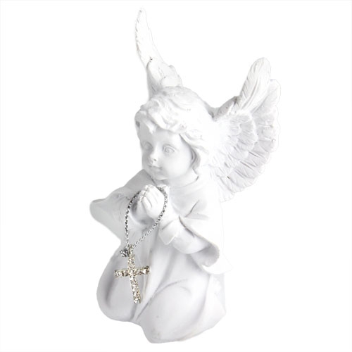 Engel in Weiß mit Glitzerkreuzanhänger