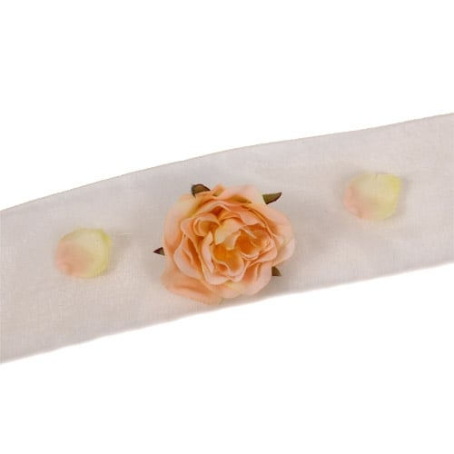 1 Meter Organza Tischband mit Rosen in Apricot.