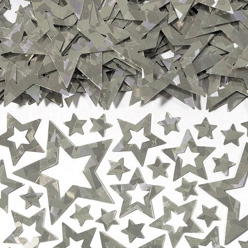 Konfetti Sterne in Silber, 8 - 40 mm.