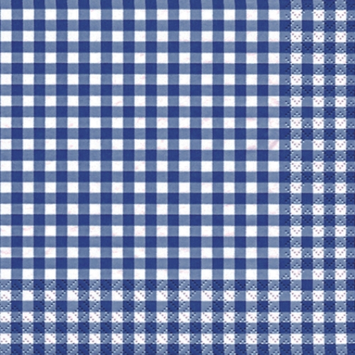 20er Pack Servietten Karo in Blau, 33 x 33 cm.