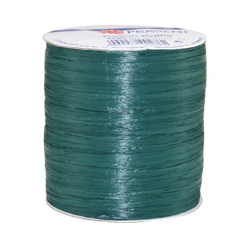 100 m Bastband Rayon Raffia matt in Tannengrün.