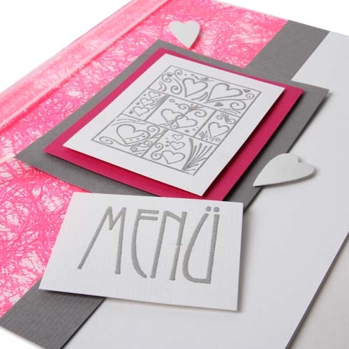 Menükarte Hochzeit in Pink.