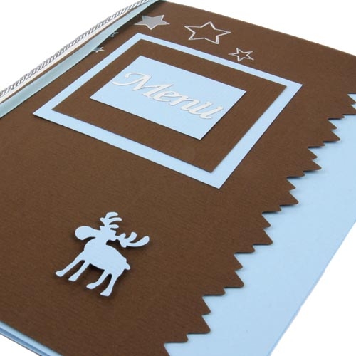 Menükarte Weihnachten in Hellblau