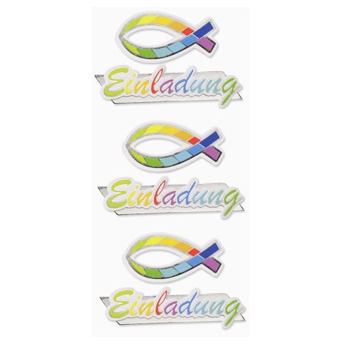 Klebe Sticker Einladung Fisch zur Kommunion oder Konfirmation