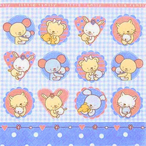 20er Pack Servietten Familie Kuscheltier in Hellblau, 33 x 33 cm.