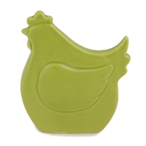 Keramik Huhn in Grün, 13 cm