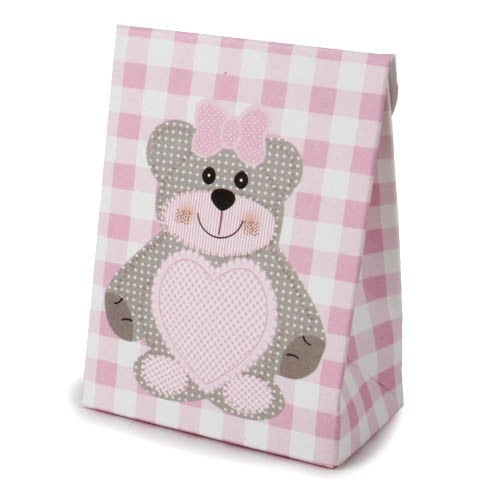 Bonboniere Tasche mit Herz und Teddy in Rosa