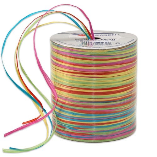 50 m 5-fach Bastband Raffia matt, Sommermix.