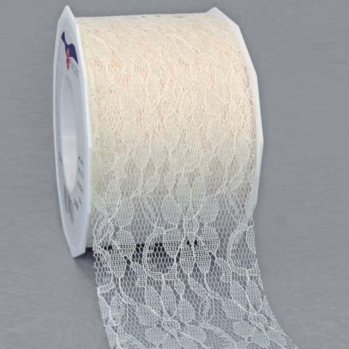 25 Meter Tischband Hochzeit Spitze in Creme, 72 mm.