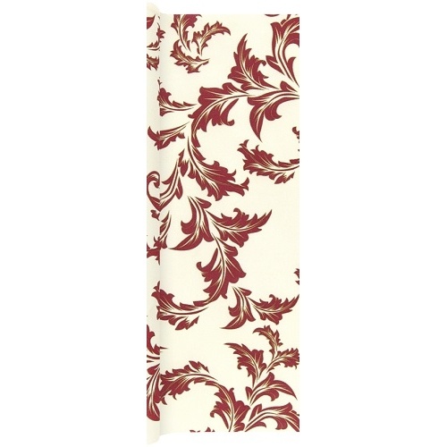 5 Meter Airlaid Papier Tischläufer Ornamentmotiv in Gold/Bordeaux, 40 cm breit.