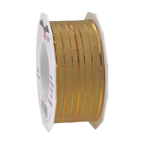 2 Meter Schleifenband mit Drahtkante in Gold, 40 mm.