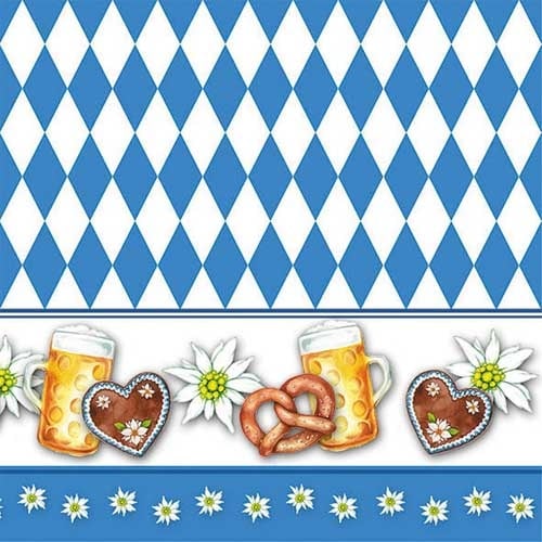 20er Pack Servietten Oktoberfest, Bayern Raute, 33 x 33 cm.