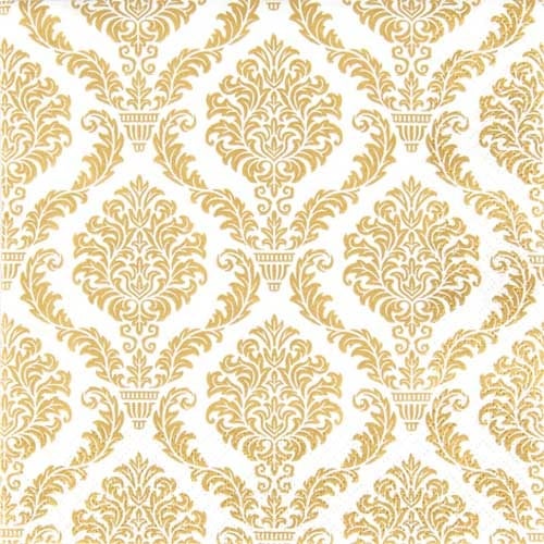 20er Pack Servietten Elegante Ornamente in Gold, 33 x 33 cm.