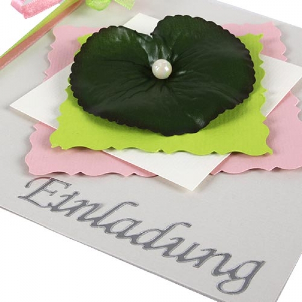 Einladungskarte Lotusblatt mit Perle.