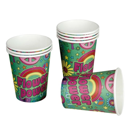 8 Becher Flower Power, Hippie, 70er Jahre