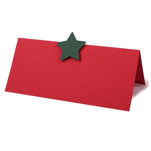 Tischkarte Weihnachten, Stern in Grün/Rot