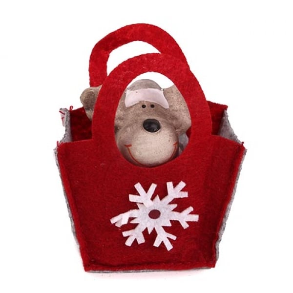 Gastgeschenk Weihnachten, Rentier Nr. 3 mit Filztasche, 65 mm.