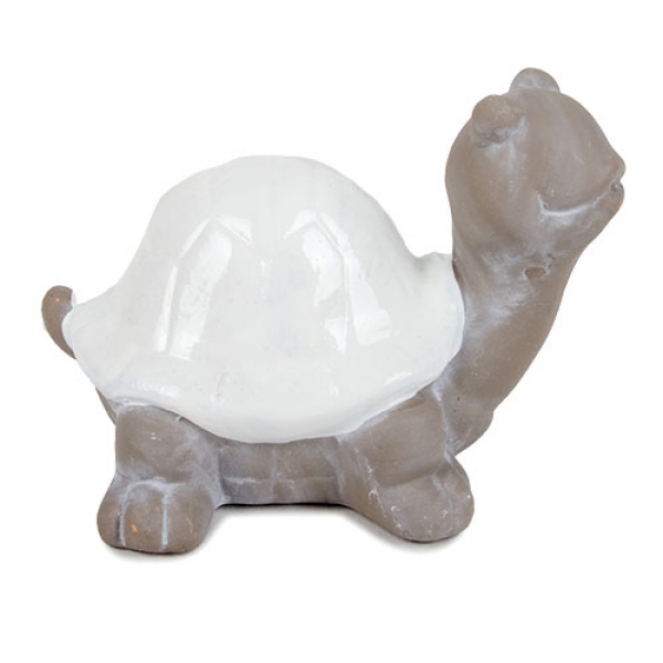 Beton-Look Schildkröte Mila in Grau/Weiß, 12 cm