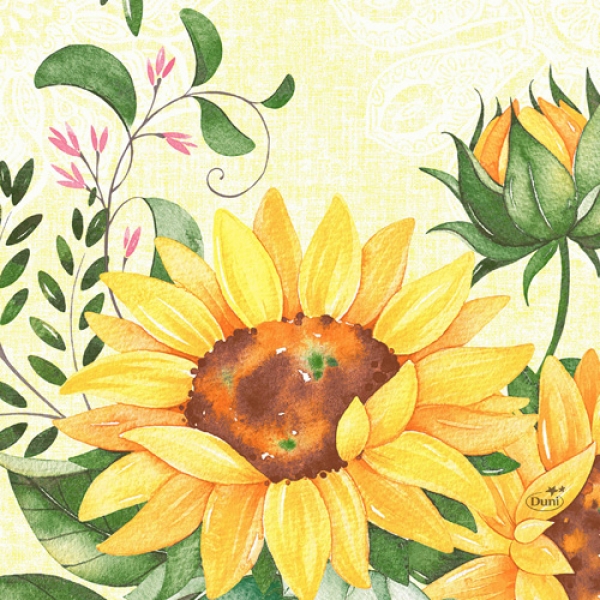 Duni Zelltuch Servietten Sunflower, 33 x 33 cm