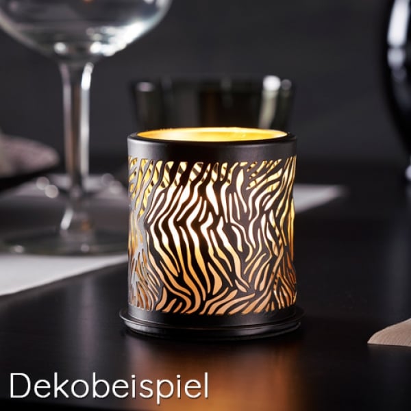 Dekobeispiel - Duni Metall Kerzenhalter Safari Zebra in Schwarz, 75 mm