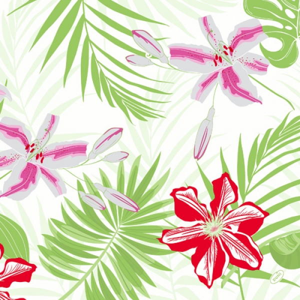 Duni Klassik Servietten Tropical Lily, 40 x 40 cm