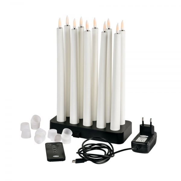 10er Set Duni LED Spitzkerzen mit Fernbedienung und Ladestation, dimmbar