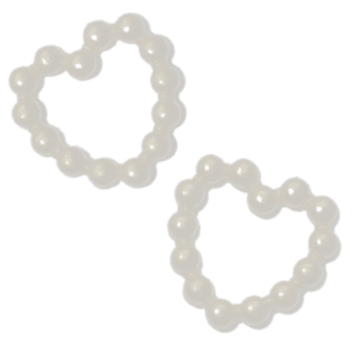 25 Mini Perlenherzen in Weiß