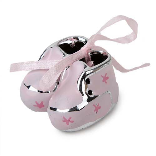Keramik Baby Schuhe zur Taufe in Rosa