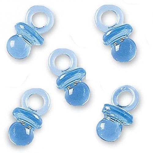5 Mini Babyschnuller in Hellblau, transparent