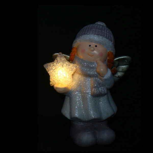 Dekofigur Weihnachten Engel Mädchen mit LED Beleuchtung