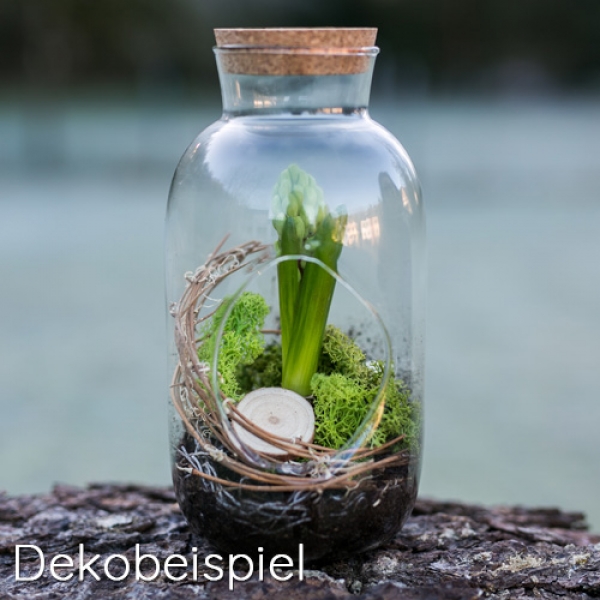 Deko Glasflasche mit Korken, 23 cm