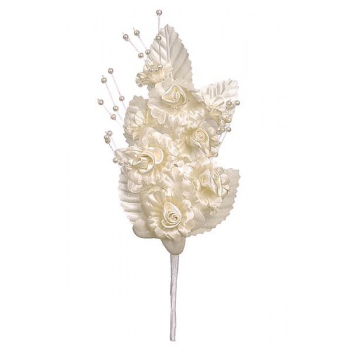 Blumenpick in Weiß oder Creme, 20 cm