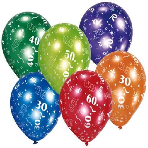 5er Pack Zahlenluftballons 18/25/30/40/50/60/70/80.
