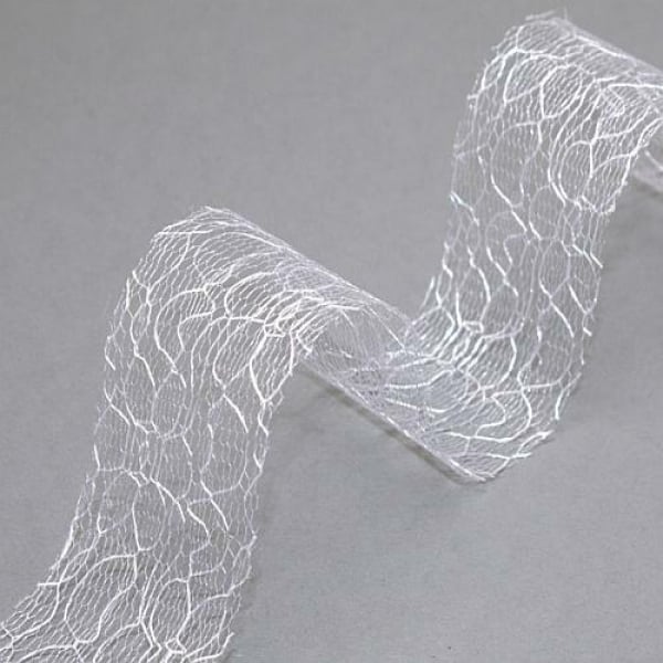 25 Meter Tischband Lace in Weiß oder Creme, 40 mm