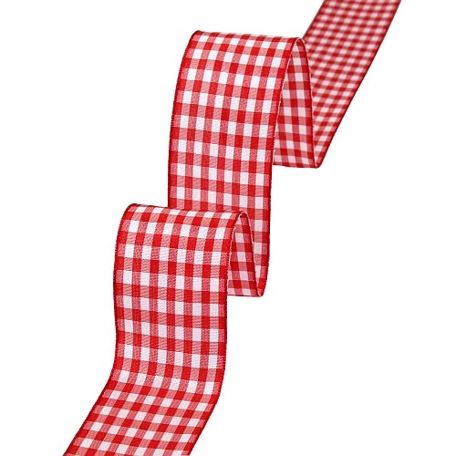 20 Meter Tischband, Dekoband Vichy, Karo in Rot/Weiß, 40 mm.