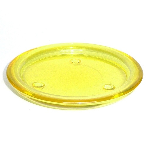Glas Kerzenteller rund in gelb, 10 cm