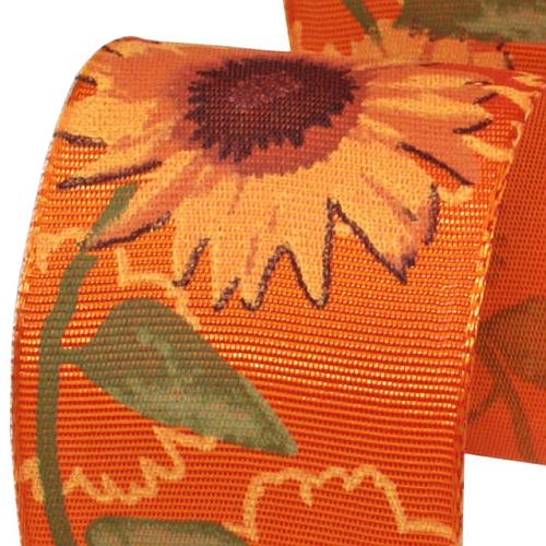 20 Meter Tischband Sonnenblumen in Orange, 40 mm.