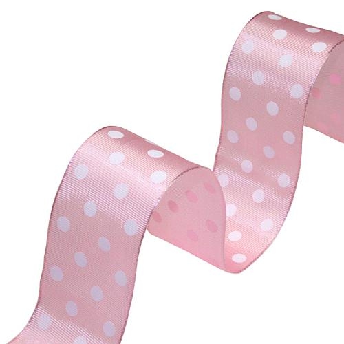 20 Meter Tischband Polka Dots in Rosa zur Taufe, 40 mm.