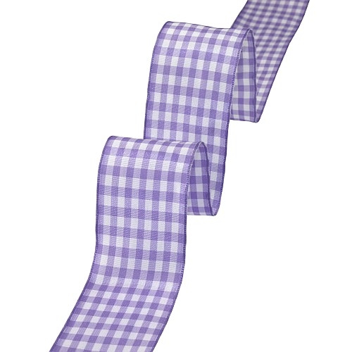 20 Meter Tischband, Dekoband Vichy, Karo in Lavendel/Weiß, 40 mm.