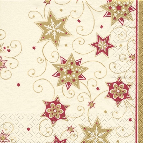 20er Pack Servietten Stars and Swirls gold, 33 x 33 cm.