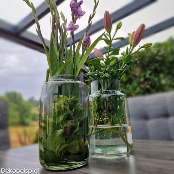 Dekobeispiel für Glas Vase, Windlicht, Dekoglas, -Pip- in Grau, 28 cm