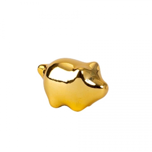 Silvester Glückbringer, Glücksschweinchen in Gold, im Organzasäckchen.