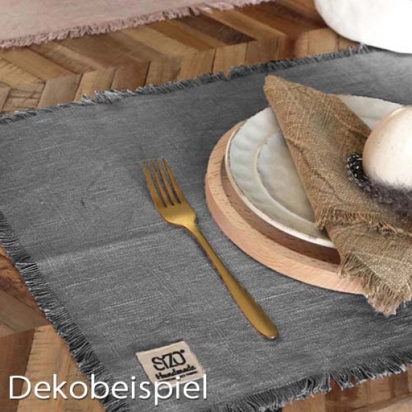 4 Baumwoll Tischsets, Sizo® Handmade, stonewashed, in Dunkelgrau, 48 x 33 cm